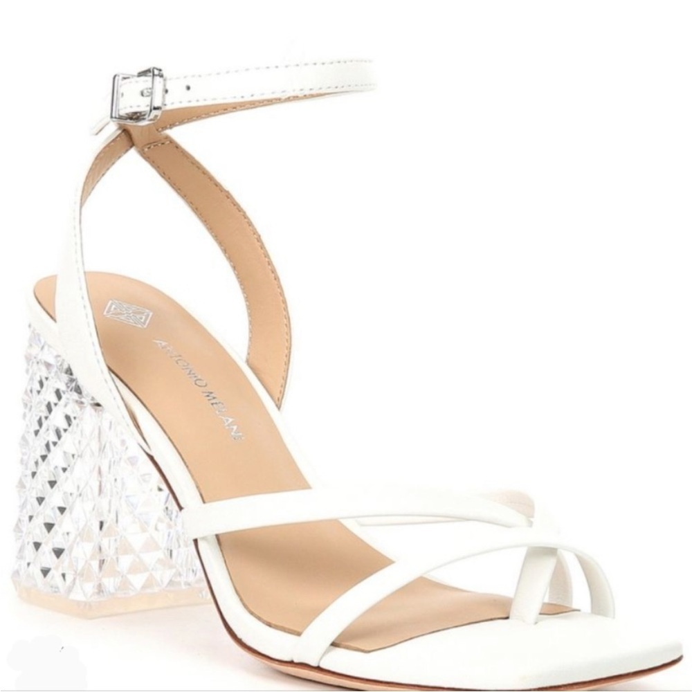 Antonio Melani Katona Clear Block Heel Sandal in White size 9.5 NWT